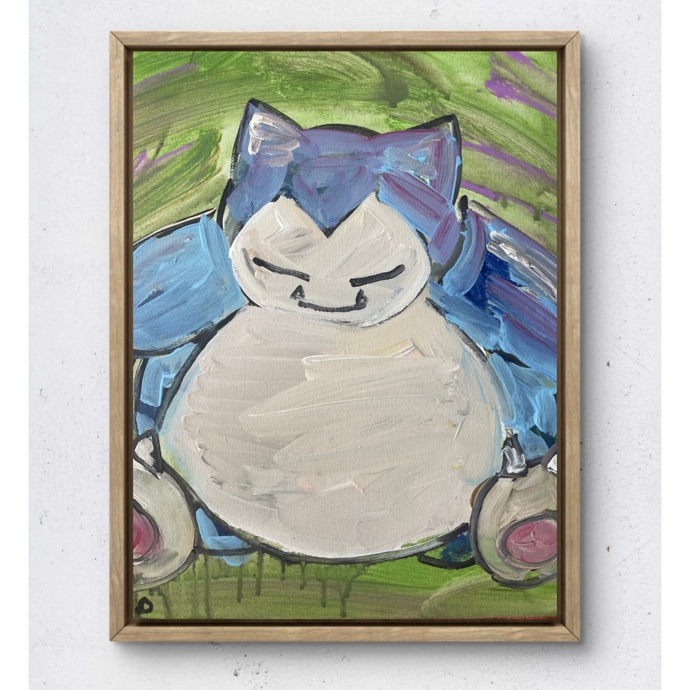 Snorlax Pokemon Original Acrylic Painting on Canvas 11x14 by OMAN Art